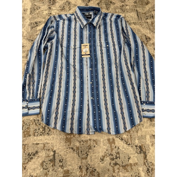 Wrangler Other - Wrangler Western Shirt Mens XL Pearl Snap‎ Long Sleeve Striped NWT